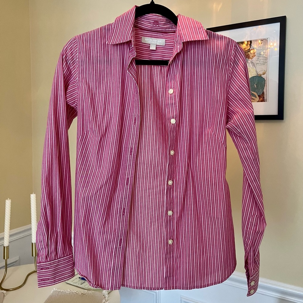 Banana Republic Pink Striped Shirt